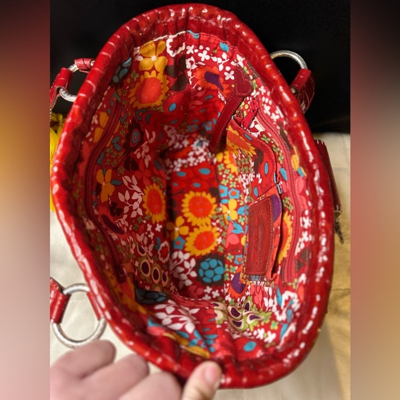 Rare Brighton Straw & Red Leather Trim Shoulder Bag w/Butterfly Magnetic Closure - Picture 13 of 16